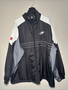 Reebok NFL SI Philadelphia Eagles Black White and gray Windbreaker Jacket